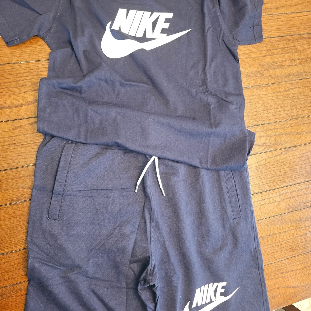 Navy Nike Short Sleeve T-Shirt and Short Set with White Logo Sm-3XL